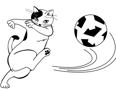 Cat Football Player Coloring Page